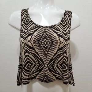 Forever 21 top Medium sleeveless tank cropped geometric print low cut sides slub